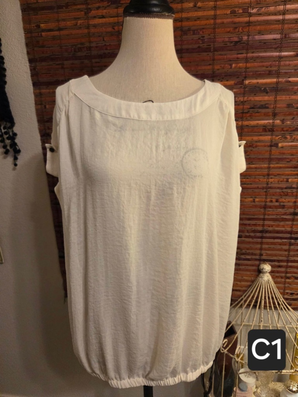 a.n.a White Sleeveless Bubble Hem Tank Top